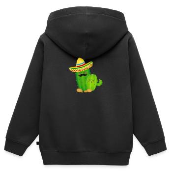 Chemise Cactus Mexico - Sweat Premium à capuche zippé enfant bio - noir - Dos - AI Model Kid Male (0cm)