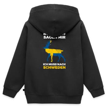 Ich Muss Nach Schweden Flagge Schweden - Kinder Premium Organic Zip Hoodie - Schwarz - Hinten - AI Model Kid Male (0cm)