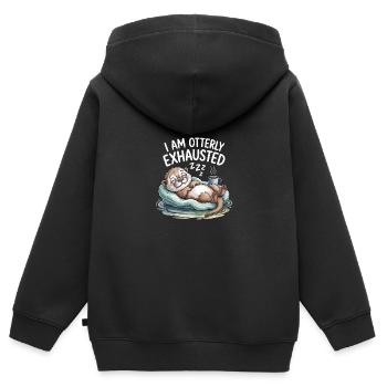 Komisch, ich bin schrecklich erschöpft - Kinder Premium Organic Zip Hoodie - Schwarz - Hinten - AI Model Kid Male (0cm)