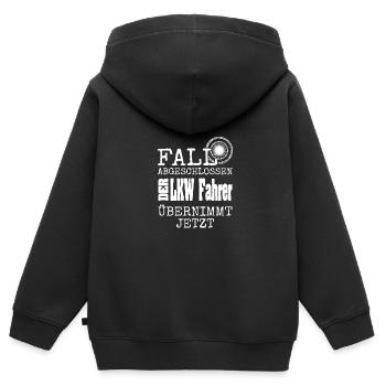 CAMION - Sweat Premium à capuche zippé enfant bio - noir - Dos - AI Model Kid Male (0cm)