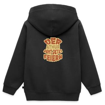 Feiern Athur - Kinder Premium Organic Zip Hoodie - Schwarz - Hinten - AI Model Kid Male (0cm)