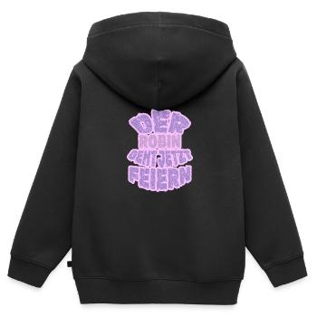 Vorname Robin - Kinder Premium Organic Zip Hoodie - Schwarz - Hinten - AI Model Kid Male (0cm)