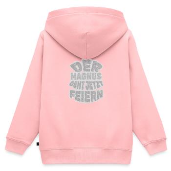 Party Magnus - Kinder Premium Organic Zip Hoodie - Rosa - Hinten - AI Model Kid Female (0cm)