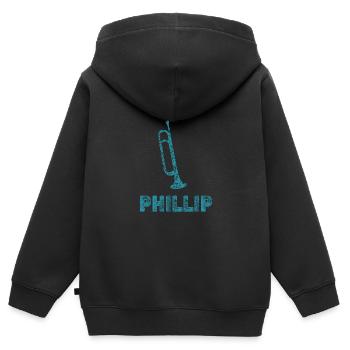 Fanfare Phillip - Sweat Premium à capuche zippé enfant bio - noir - Dos - AI Model Kid Male (0cm)