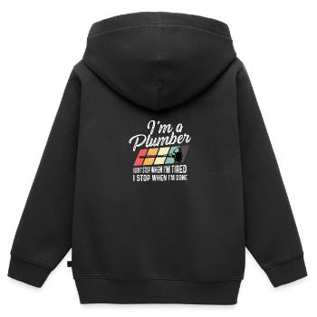 Ich bin ein Klempner Fleißiger Klempner Geschenk - Kinder Premium Organic Zip Hoodie - Schwarz - Hinten - AI Model Kid Male (0cm)