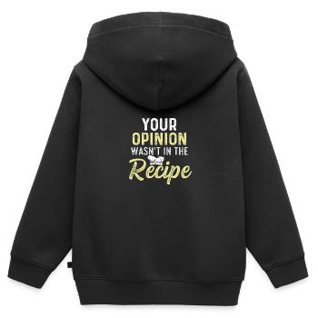 War nicht in Rezept Sarkastische Person Gift - Kinder Premium Organic Zip Hoodie - Schwarz - Hinten - AI Model Kid Male (0cm)