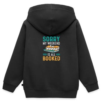 Le week-end est réservé Avid Reader Gift - Sweat Premium à capuche zippé enfant bio - noir - Dos - AI Model Kid Male (0cm)