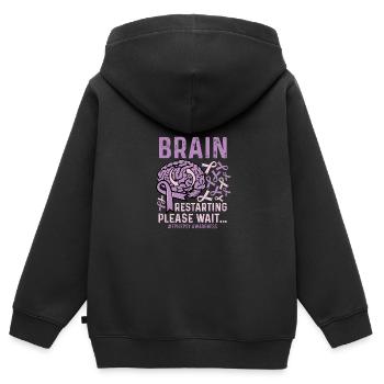 BRAIN Restart Funny Person Cadeau - Sweat Premium à capuche zippé enfant bio - noir - Dos - AI Model Kid Male (0cm)