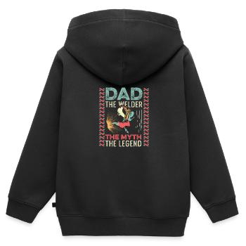 Die Legende Fleißiger Vater Geschenk - Kinder Premium Organic Zip Hoodie - Schwarz - Hinten - AI Model Kid Male (0cm)