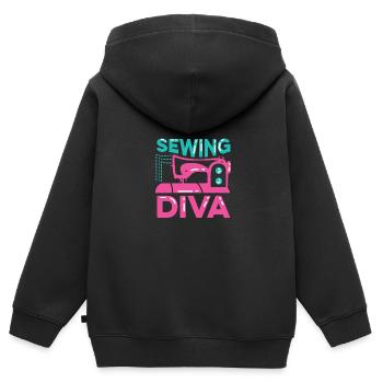 Diva couture chanteuse ou interprète cadeau - Sweat Premium à capuche zippé enfant bio - noir - Dos - AI Model Kid Male (0cm)