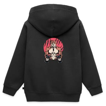 Fitnesshund Fitnesstrainer Gift - Kinder Premium Organic Zip Hoodie - Schwarz - Hinten - AI Model Kid Male (0cm)
