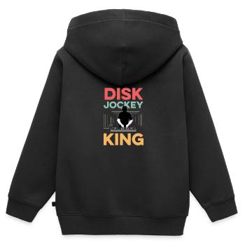 Disc Jockey King Konzertbesucher Geschenk - Kinder Premium Organic Zip Hoodie - Schwarz - Hinten - AI Model Kid Male (0cm)