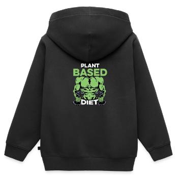 Pflanzesierte Diät Bodybuilder Gift - Kinder Premium Organic Zip Hoodie - Schwarz - Hinten - AI Model Kid Male (0cm)
