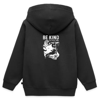 Be Friendly Vegan Gift - Kids Premium Organic Zip-up Hoodie - black - Back - AI Model Kid Male (0cm)