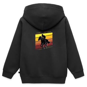 Pferderennwettbewerb Rancher Geschenk - Kinder Premium Organic Zip Hoodie - Schwarz - Hinten - AI Model Kid Male (0cm)