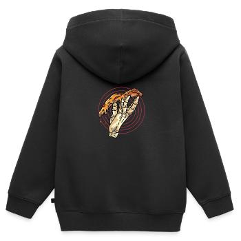Peperoni Pizza -Day Gourmet- et Pizza -Lieb - Sweat Premium à capuche zippé enfant bio - noir - Dos - AI Model Kid Male (0cm)