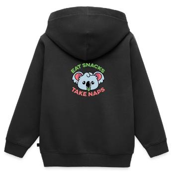 Schläfchen halten Feinschmecker Gift - Kinder Premium Organic Zip Hoodie - Schwarz - Hinten - AI Model Kid Male (0cm)
