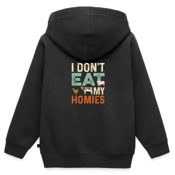 Ne mangez pas de homies poison végétarien - Sweat Premium à capuche zippé enfant bio - noir - Dos - AI Model Kid Male (0cm)