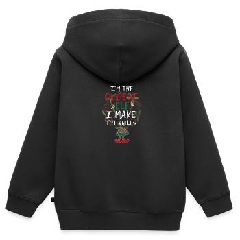 Ich bin der älteste Elf Family Matching Weihnachts - Kinder Premium Organic Zip Hoodie - Schwarz - Hinten - AI Model Kid Male (0cm)