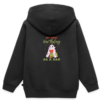 Ma première grossesse de Bday en tant que père - Sweat Premium à capuche zippé enfant bio - noir - Dos - AI Model Kid Male (0cm)