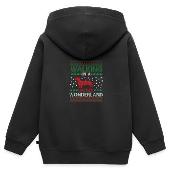 Gehen in einem Weiner Wunderland lustig Weihnachte - Kinder Premium Organic Zip Hoodie - Schwarz - Hinten - AI Model Kid Male (0cm)