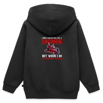 Lustiger Trucker Logbuch Vintage Quote Truck Drivi - Kinder Premium Organic Zip Hoodie - Schwarz - Hinten - AI Model Kid Male (0cm)