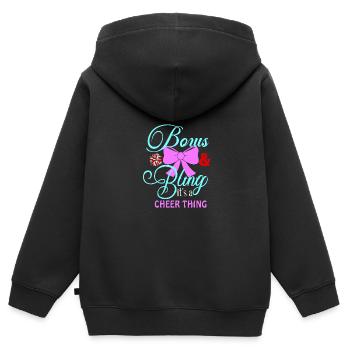 Bow bling, c’est une chose drôle d’encouragement C - Sweat Premium à capuche zippé enfant bio - noir - Dos - AI Model Kid Male (0cm)