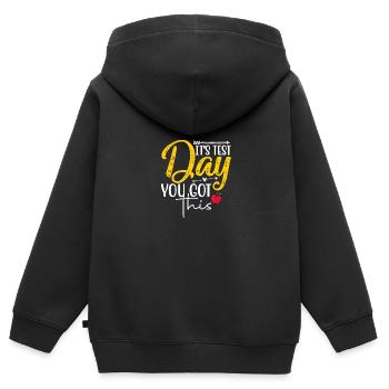Journée de test amusante être jour de test Vous avez ce Leh - Sweat Premium à capuche zippé enfant bio - noir - Dos - AI Model Kid Male (0cm)