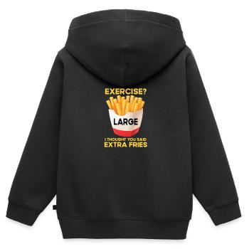 Citation drôle super Français frites Fast Fo - Sweat Premium à capuche zippé enfant bio - noir - Dos - AI Model Kid Male (0cm)