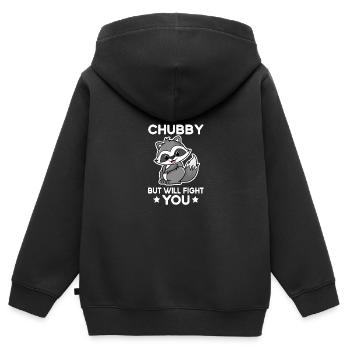 Potelé, mais je vais te combattre, vilain Quoi - Sweat Premium à capuche zippé enfant bio - noir - Dos - AI Model Kid Male (0cm)