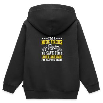 Ich bin Musiklehrer, um Zeit zu sparen - Kinder Premium Organic Zip Hoodie - Schwarz - Hinten - AI Model Kid Male (0cm)