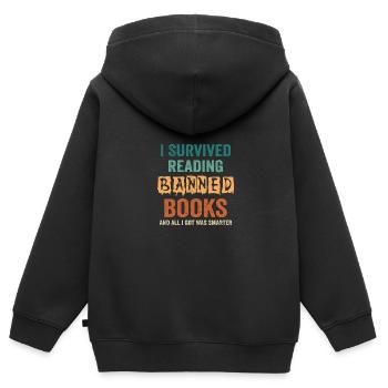 I survived reading forbidden books - Kids Premium Organic Zip-up Hoodie - black - Back - AI Model Kid Male (0cm)