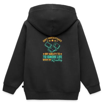 Ne sous-estimez pas mes capacités si je - Sweat Premium à capuche zippé enfant bio - noir - Dos - AI Model Kid Male (0cm)