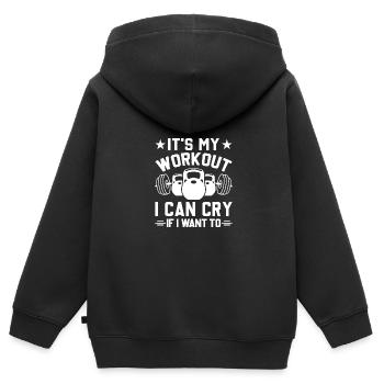 Es ist mein Training, das ich weinen kann, wenn ic - Kinder Premium Organic Zip Hoodie - Schwarz - Hinten - AI Model Kid Male (0cm)