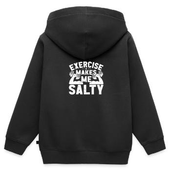 L’exercice me rend salé - Sweat Premium à capuche zippé enfant bio - noir - Dos - AI Model Kid Male (0cm)