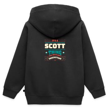 Its a Scott Thing Nachname passend zur Familie Fam - Kinder Premium Organic Zip Hoodie - Schwarz - Hinten - AI Model Kid Male (0cm)