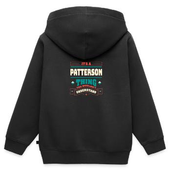 It is a Patterson thing, the surname for the F - Kids Premium Organic Zip-up Hoodie - black - Back - AI Model Kid Male (0cm)