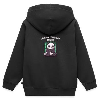 Ich renne mit Kaffee und Sarkasmus lustiger Kaffee - Kinder Premium Organic Zip Hoodie - Schwarz - Hinten - AI Model Kid Male (0cm)