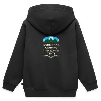 Âge de ce voyage de camping Camper Friends Camp Budd - Sweat Premium à capuche zippé enfant bio - noir - Dos - AI Model Kid Male (0cm)