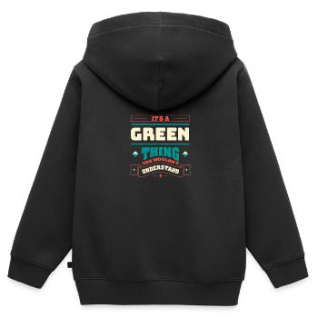 It is a green thing, the surname for the family - Kids Premium Organic Zip-up Hoodie - black - Back - AI Model Kid Male (0cm)