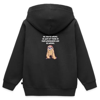 Setzen Sie sich einfach in Ihre Unrecht und lassen - Kinder Premium Organic Zip Hoodie - Schwarz - Hinten - AI Model Kid Male (0cm)