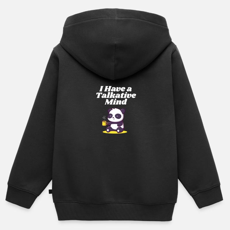 J’ai un bavard introverti - Sweat Premium à capuche zippé enfant bio - noir