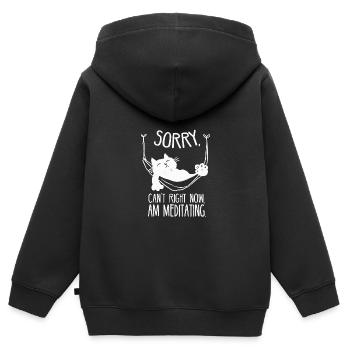 Chat dans un hamac tout en se relaxant - Sweat Premium à capuche zippé enfant bio - noir - Dos - AI Model Kid Male (0cm)