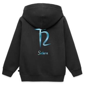 saturn - Kinder Premium Organic Zip Hoodie - Schwarz - Hinten - AI Model Kid Male (0cm)