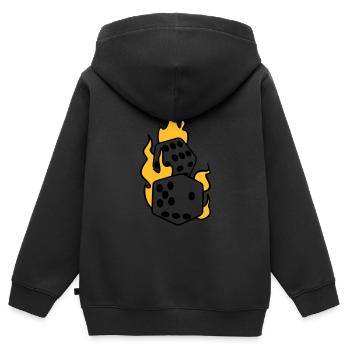 würfel - Kinder Premium Organic Zip Hoodie - Schwarz - Hinten - AI Model Kid Male (0cm)