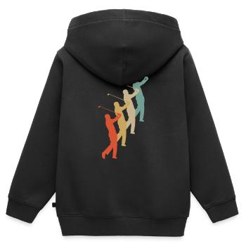 Retro Vintage Style Golf Golfer Golfspieler - Kinder Premium Organic Zip Hoodie - Schwarz - Hinten - AI Model Kid Male (0cm)