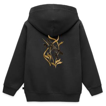 Libelle - Kinder Premium Organic Zip Hoodie - Schwarz - Hinten - AI Model Kid Male (0cm)