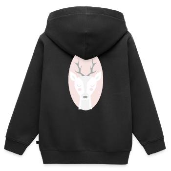 HELLO GAZELLE - Kinder Premium Organic Zip Hoodie - Schwarz - Hinten - AI Model Kid Male (0cm)