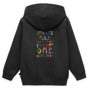 Ein Frauenplatz - Feminismus - Kinder Premium Organic Zip Hoodie - Schwarz - Hinten - AI Model Kid Male (0cm)