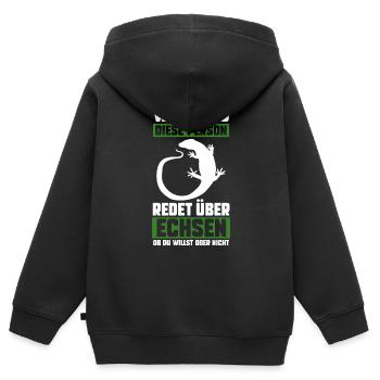 Echsen - Kinder Premium Organic Zip Hoodie - Schwarz - Hinten - AI Model Kid Male (0cm)